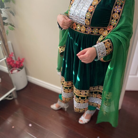 New Green Afghan Nikkah Dress - Picture 3 of 5